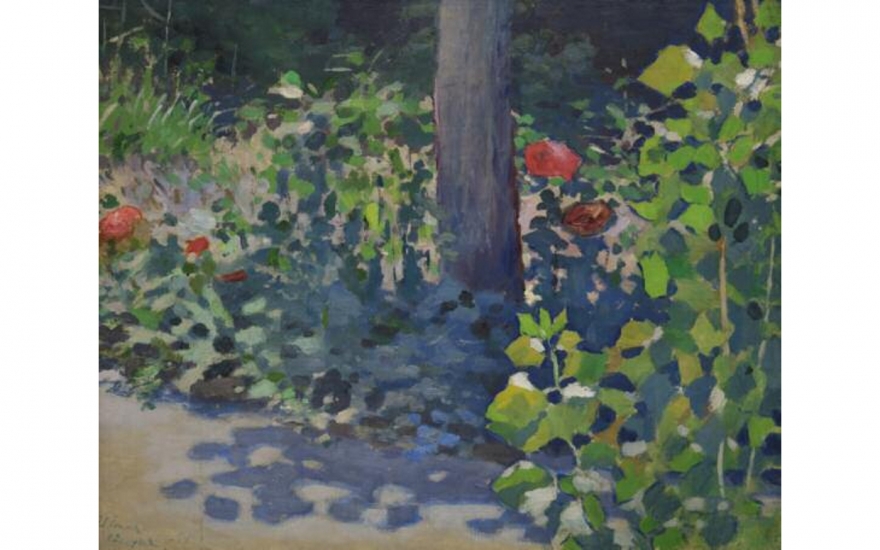 Виктор Борисов-Мусатов "Маки в саду" , 1894, этюд, холст на картоне, темпера