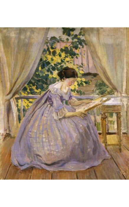 Виктор Борисов-Мусатов "За вышиванием", 1901, холст, масло