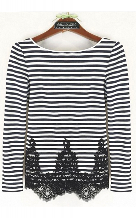 Тельняшка из хлопка с французским кружевом