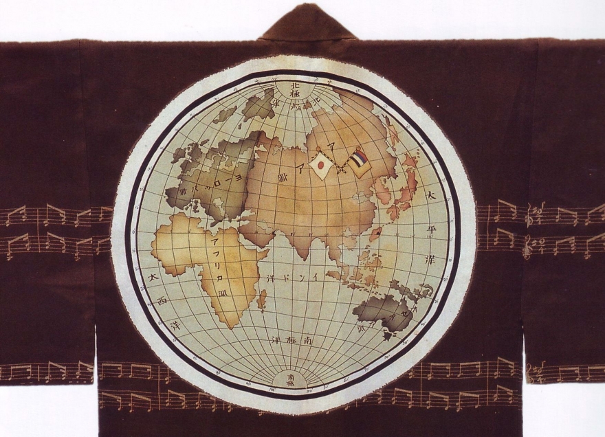 Японский агитационный рисунок на кимоно, 1930-е