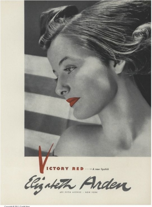 Реклама Elisabeth Arden. Оттенок «Победный красный», 1940-е годы