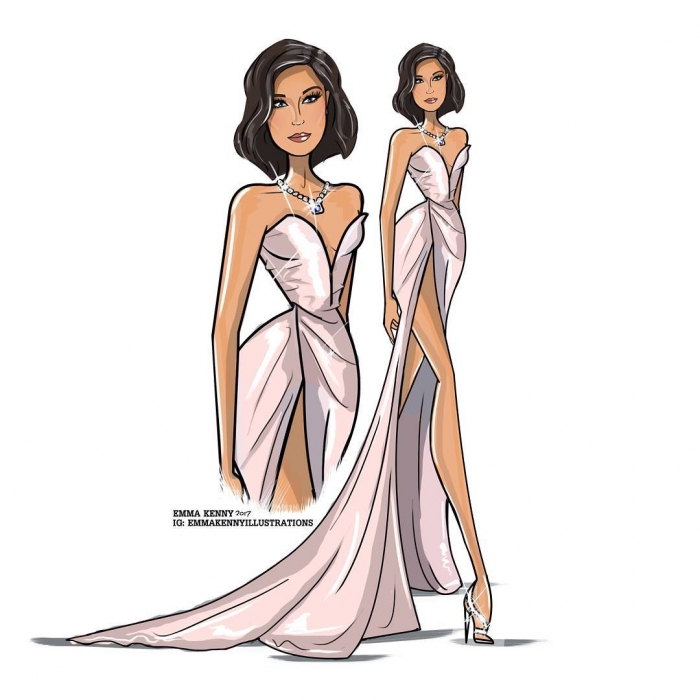 Белла Хадид в Alexander Vauthier глазами @emmakennyillustrations
