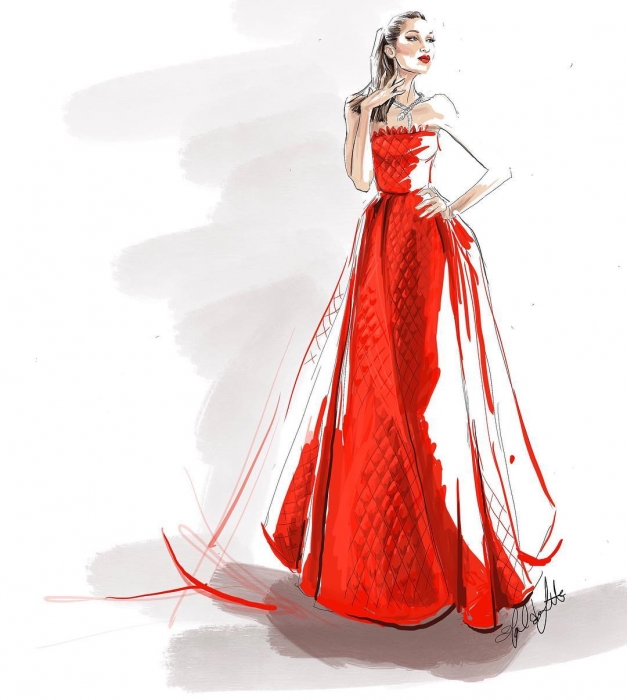 Белла Хадид в иллюстрации @maelleigh