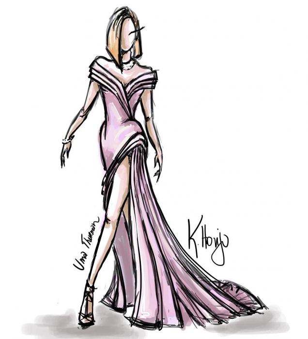 Платье актрисы с открытия фестиваля в иллюстрации @kasselinhonjo