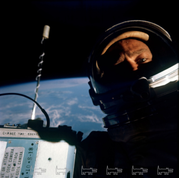 Баз Олдрин, селфи во время миссии «Gemini 12», 1966 г. NASA