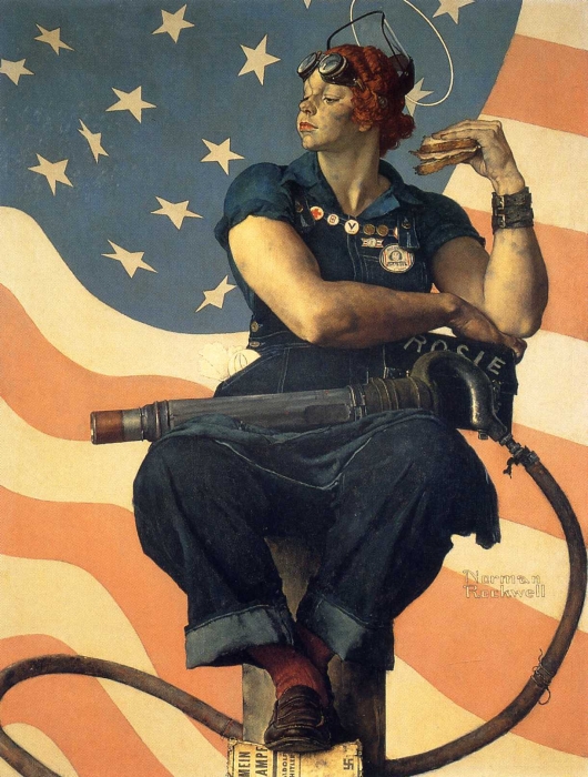 Иллюстрация Нормана Роквелла «Рози-клепальщица», 1943 год