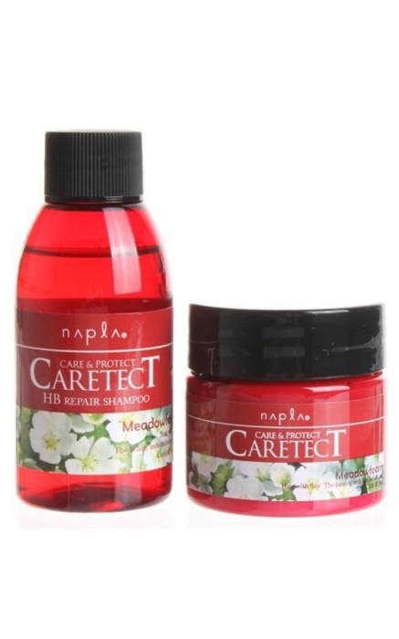 Аминокислоты и десяток растительных экстрактов в бессиликоновом шампуне Napla Caretect HB Repair выравнивают кутикулу волоса