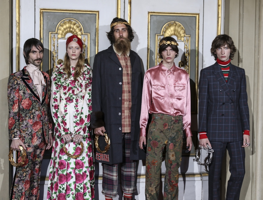 Арун Робертс и другие модели шоу Gucci Resort, 2017