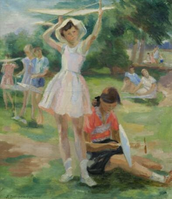 Лидия Тимошенко "Девочка-планеристка (Девочка с авиамоделями)", 1936