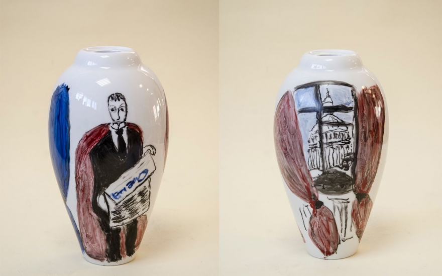 Ваза «Дерен». Иван Грязнов. Мастер — Валентина Комарова. Фарфор, надглазурная роспись.