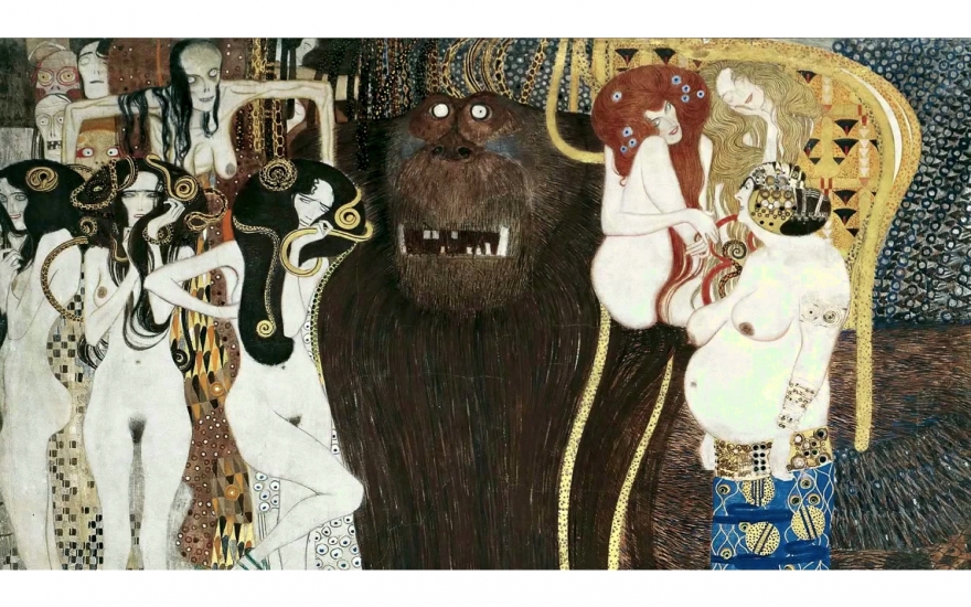 Густав Климт, «Бетховенский фриз. Фрагмент. Враждебные силы», 1902 год