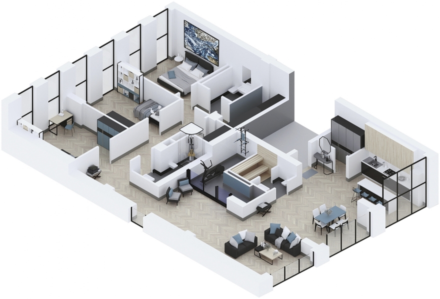 Особый вид апартаментов - это студии, в которых отсутствие перегородок позволяет владельцам организовывать пространство, положившись на свой вкус и