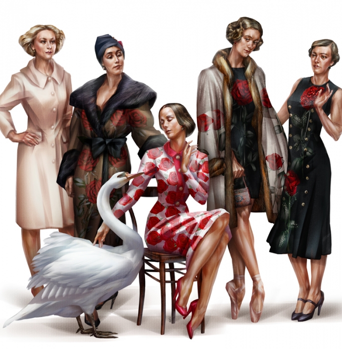 Галина Уланова, Матильда Кшесинская, Анна Павлова, Тамара Карсавина, Агриппина Ваганова в Dolce & Gabbana
