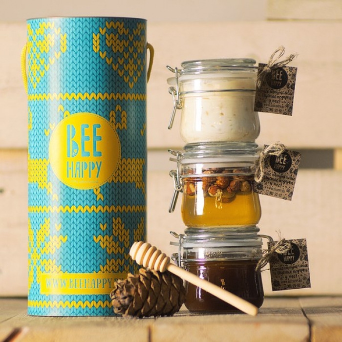 Набор с медом Be Happy, от 1250 до 1750 в зависимости от размера баночек (Be Happy)