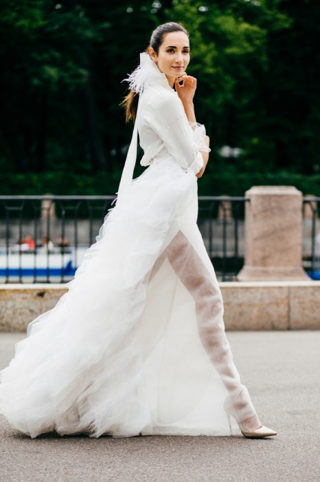 Галя Голованова в свадебном платье Ianis Chamalidy