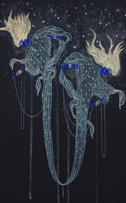 «Сон». 2017 год. Синий, перемешанный с золотом, — магическое автопортретное сочетание.