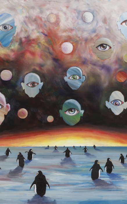 «Пингвины идут на литургию», холст, масло