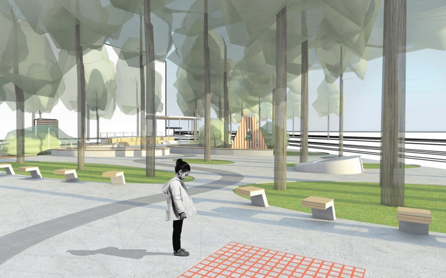 Наталья Парсаданова проектирует в сквере одноместные скамейки — для современных людей, общающихся лишь со своим телефоном.