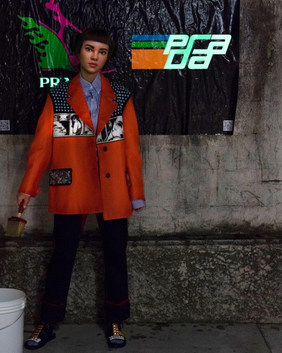 Виртуальная модель Микела Соуса на показе Prada. Фото: @lilmiquela