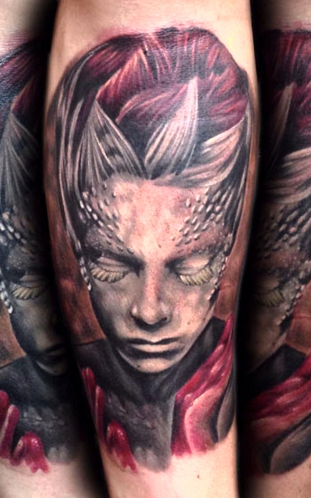 Татуировка с изображением персонажа Жени