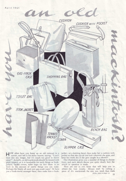 «Сумки из старого плаща», 1941 год, Великобритания