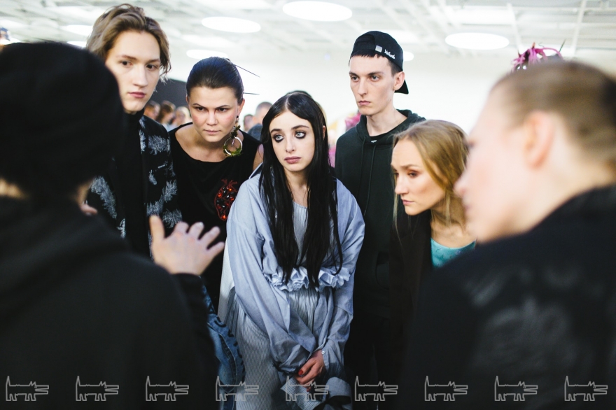 Сергей Луковский, Влад Мартыненко, Кристина Шибаева, Мария Дризик, Рома Шарук и Полина Сидихина на бэкстейдже шоу «Новые имена в моде-2018»