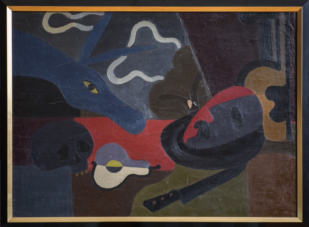 Выставка Михаила Шемякина "Доизгнанье". "Натюрморт с черепом и головой осла". 1964. Собрание семьи Безобразовых