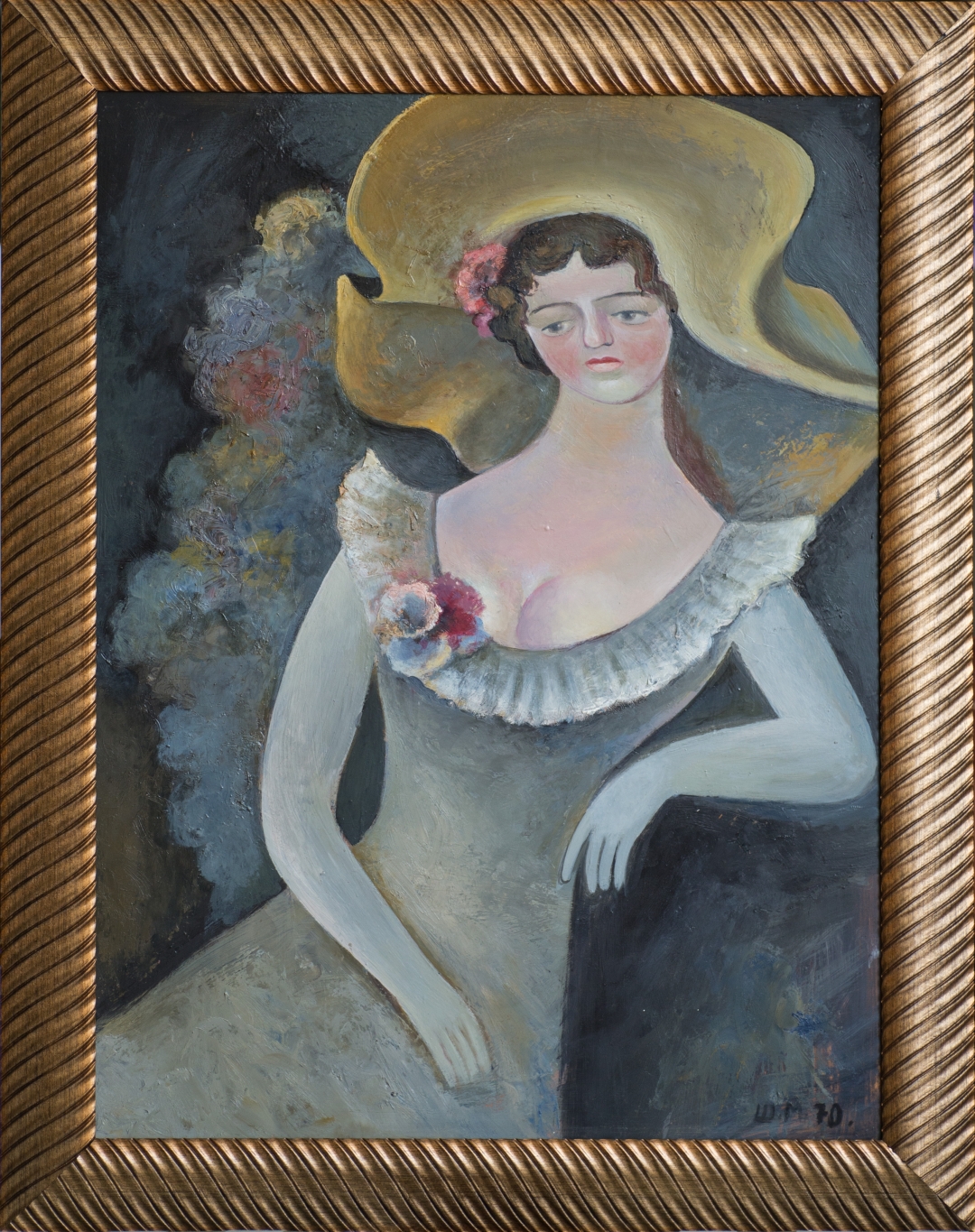 Выставка Михаила Шемякина "Доизгнанье". "Дама в шляпе". 1970. Холст, масло. Собрание семьи Безобразовых