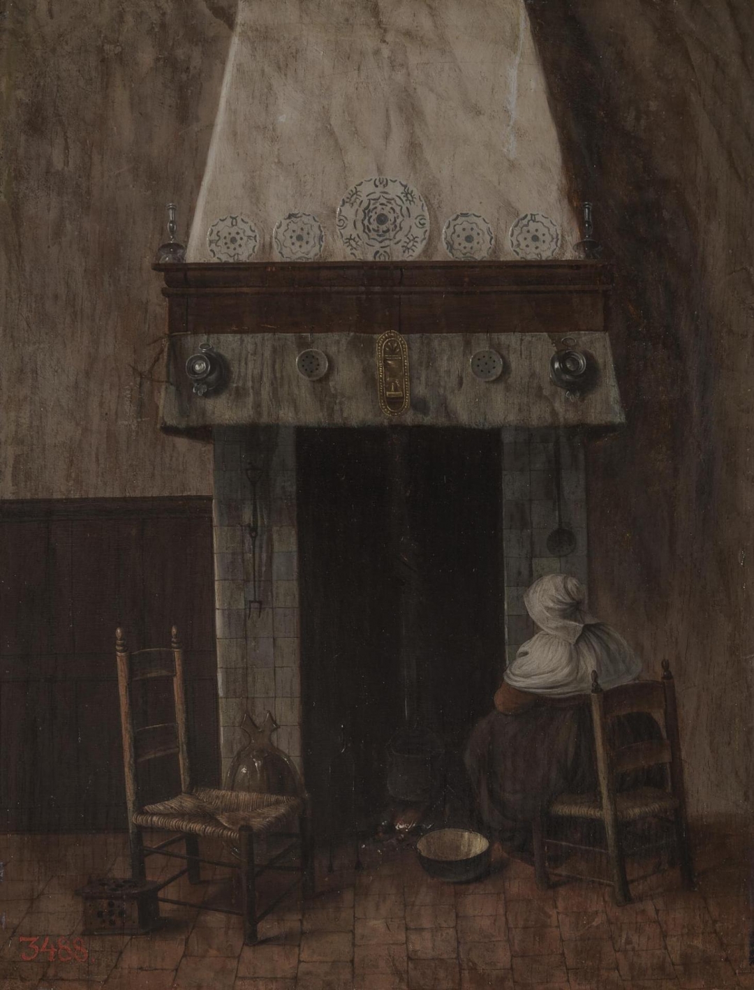 Якоб Врел, Старушка у камина Голландия, около 1655 г.