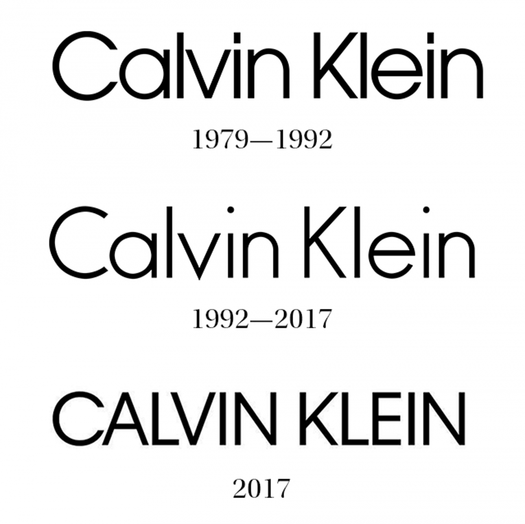 Изменения логотипа Calvin Klein с 1979 до 2017 года