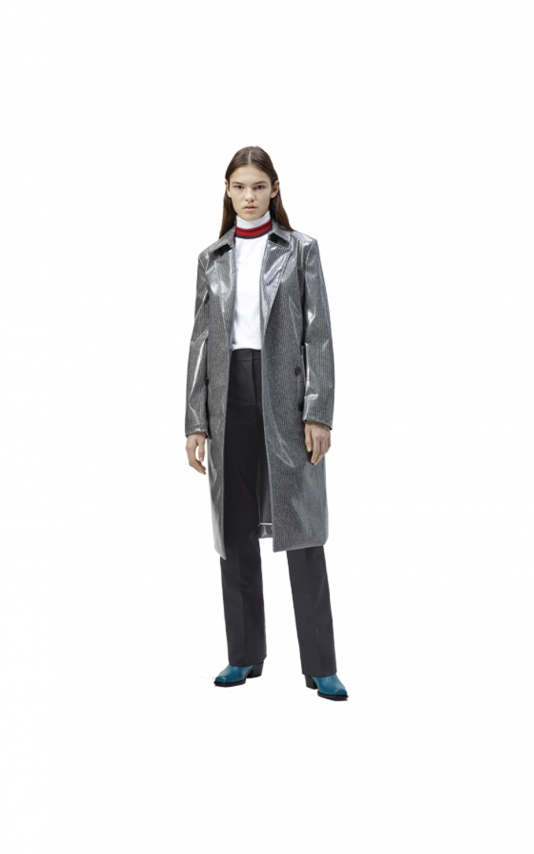 Серый плащ из ламинированной шерсти Calvin Klein