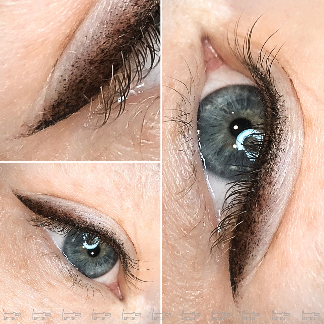Межресничная стрелка в технике перманентного макияжа делает взгляд выразительным