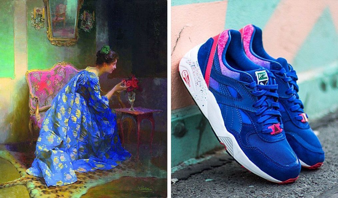 Виктор Шрамм и Puma Trinomic R698 Splatter Blue Teaberry