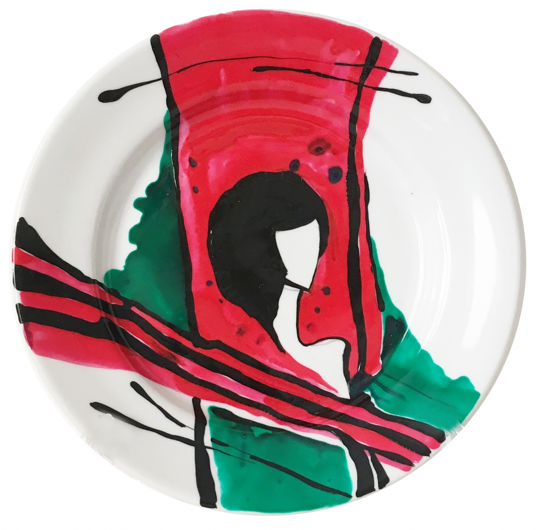 Декоративная тарелка, ручная роспись, диаметр 18 см, 1500 руб.