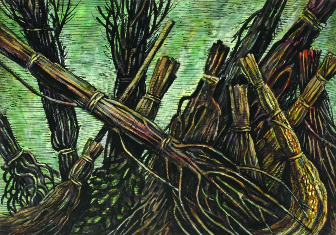 Метлы. Бумага, см. техника. 1970-е. Собрание семьи Файзуллиных, СПб