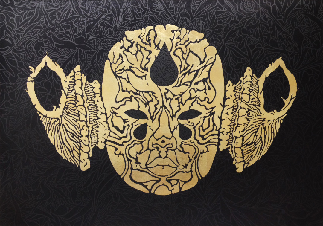 Азат Басыров, «Эхо», серия Life. Холст, акрил, поталь, лак. 150х105 см.