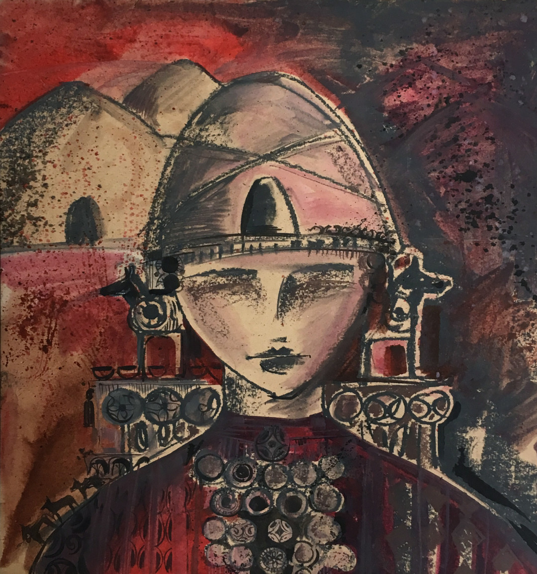 Лиана Нигаметзянова, «Мой дом всегда со мной». Смешанная техника, картон. 51х54 см. 2018