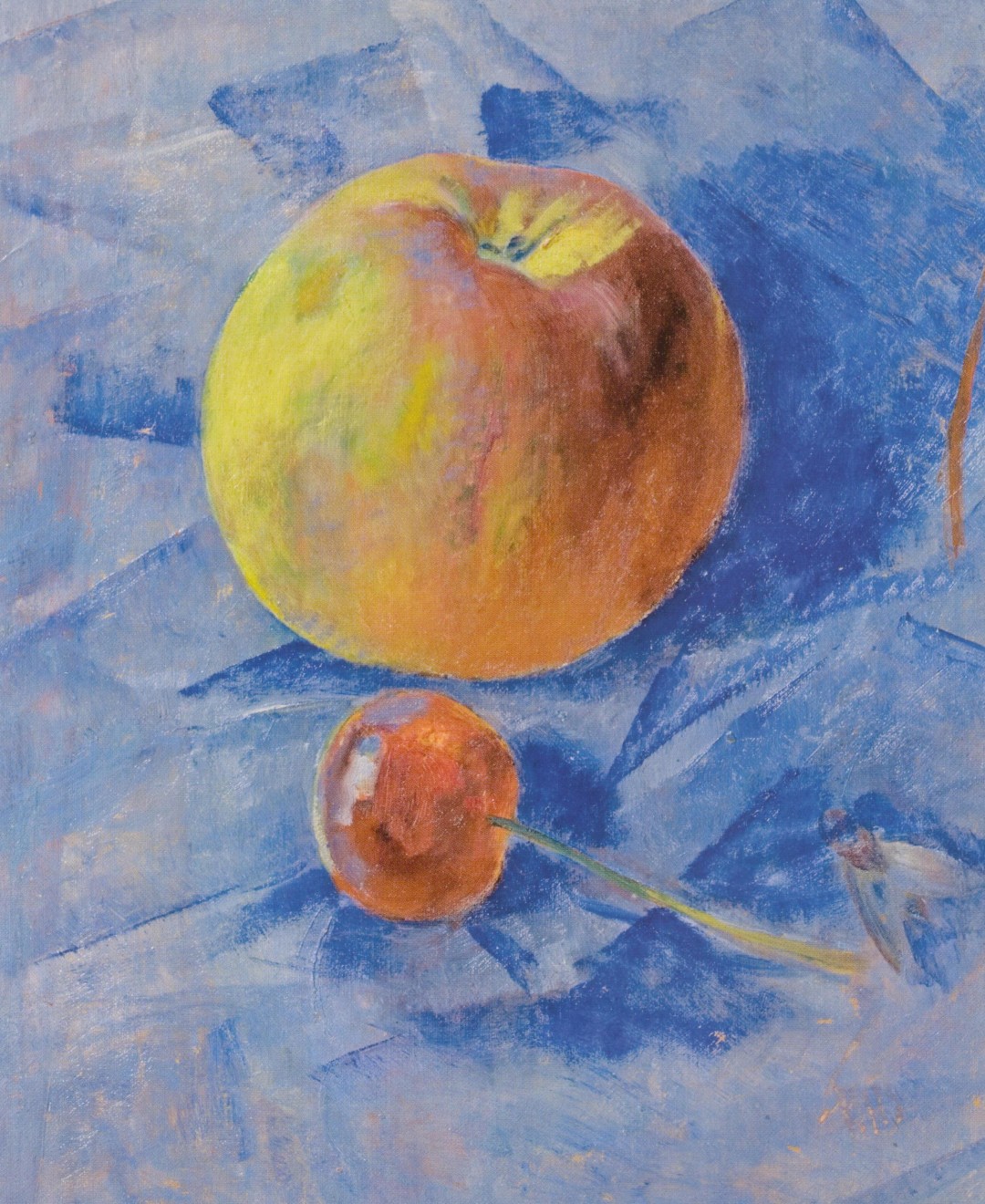 К. Петров-Водкин. Яблоко с вишней. 1917. Х.,м. 40 х 32.5. Собрание семьи Палеевых