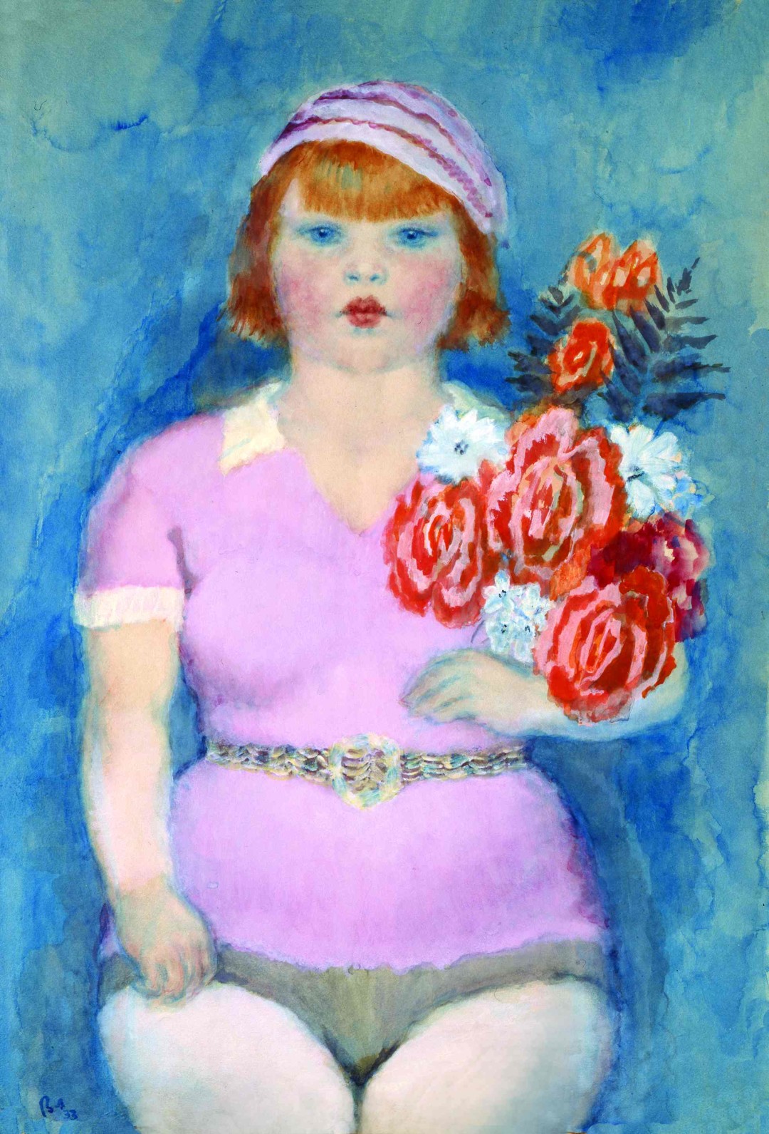 Лебедев Владимир Васильевич. Девушка с букетом. 1933. Бумага, акварель, белила. Из коллекции семьи Березовских.