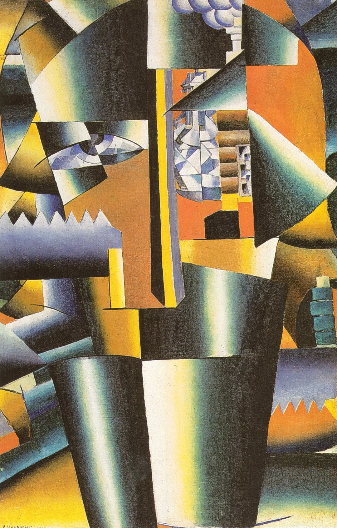 К.Малевич. Усовершенствованный портрет И.В.Клюна, 1913