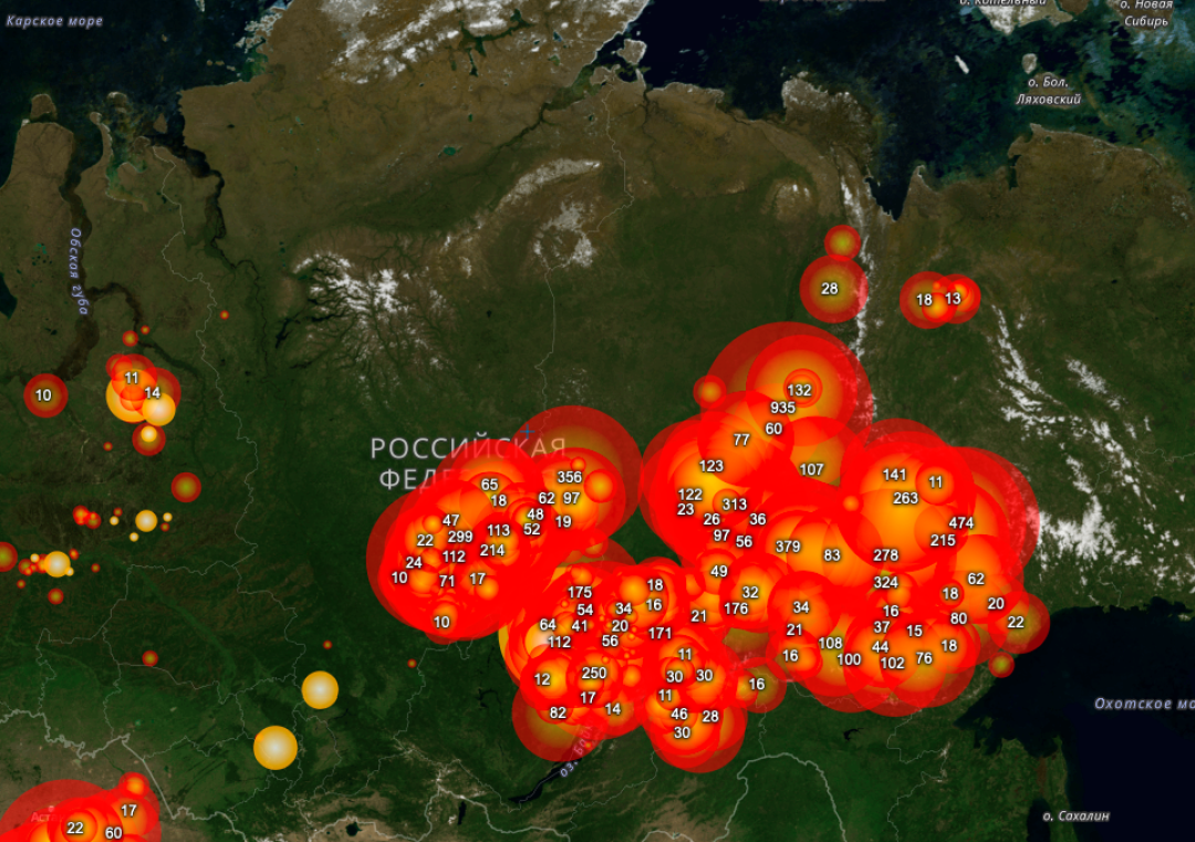 Карта лесных пожаров урал