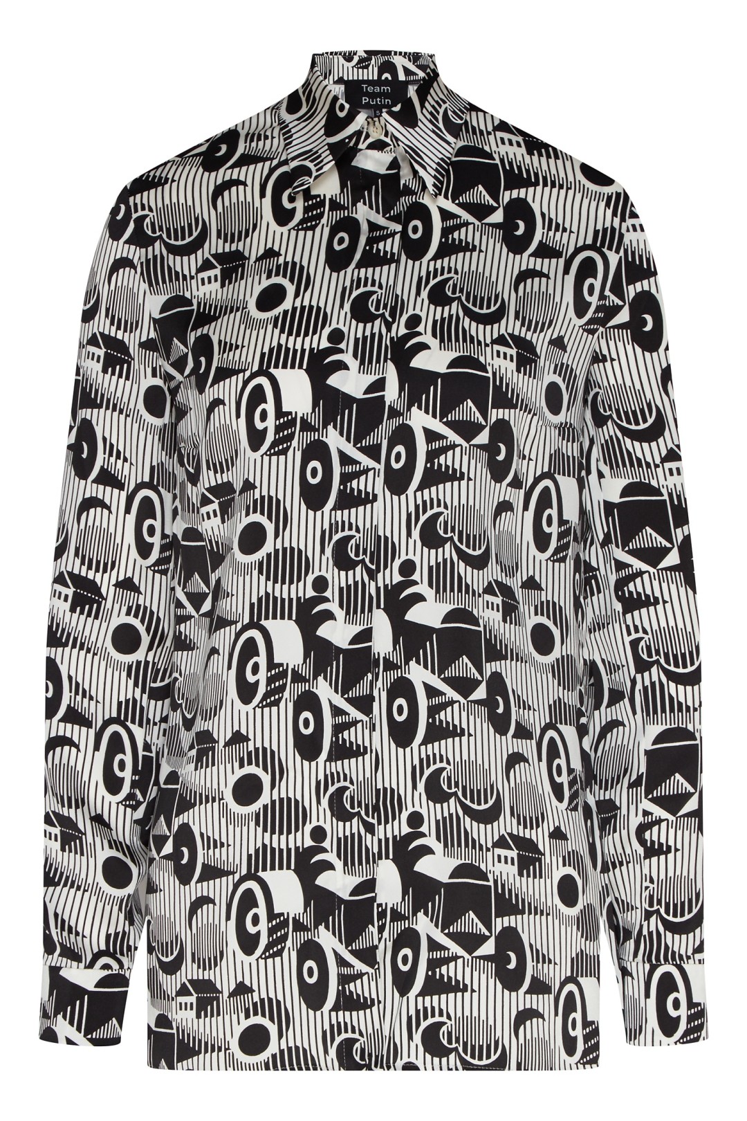 Шелковая блуза с архивным принтом «Трактор», 16 500 руб.