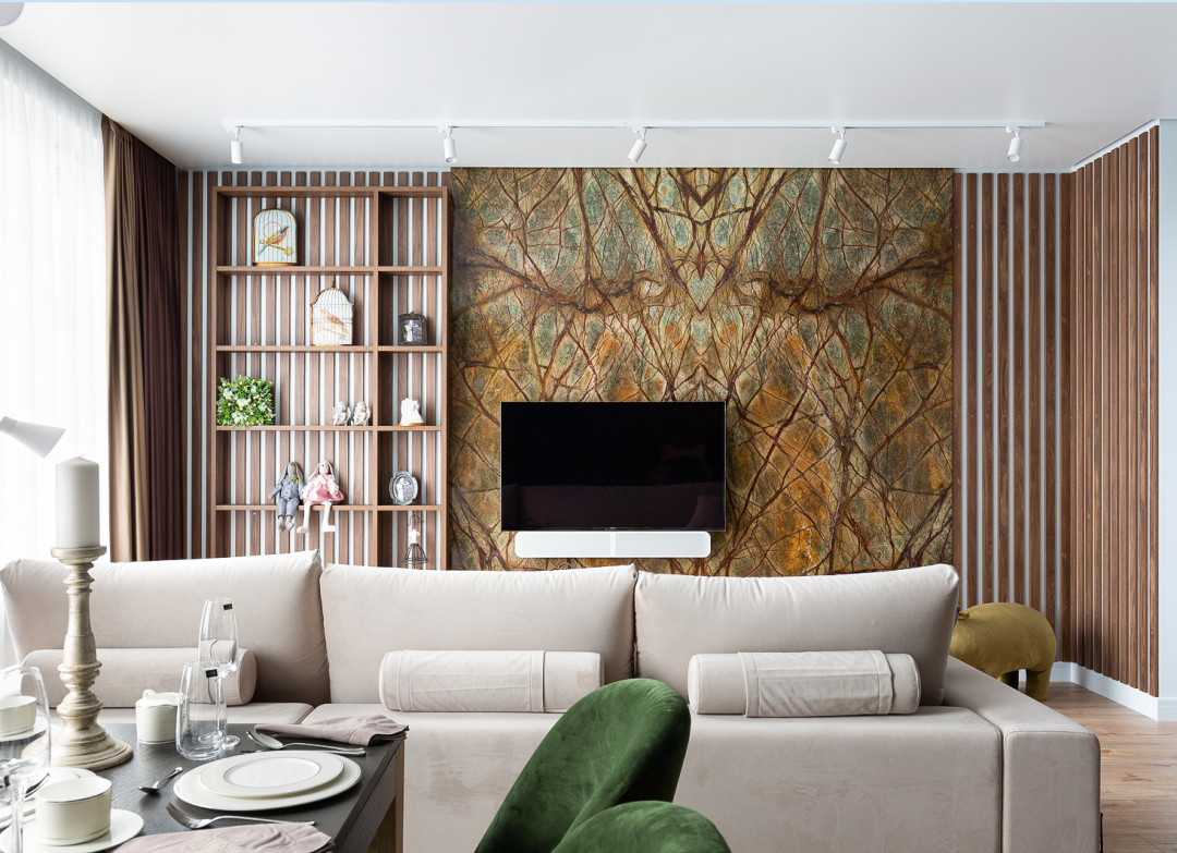 Угловой диван оснащен просторной оттоманкой