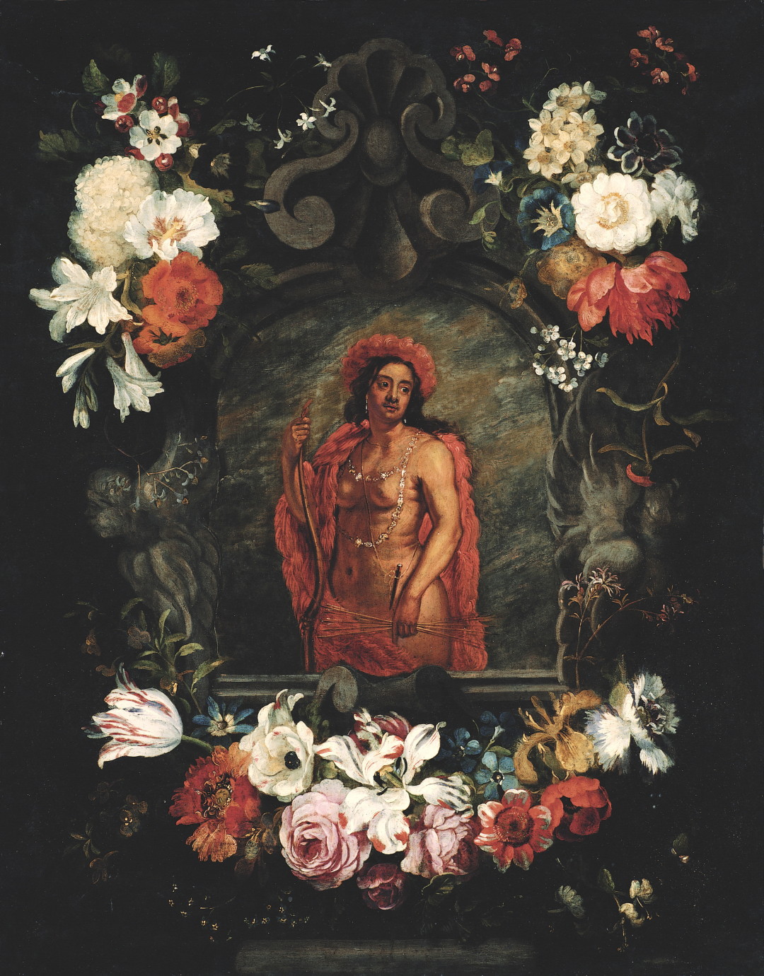 Ян Питер Брейгель «Аллегория Америки в гирлянде цветов», 1650-ые годы.