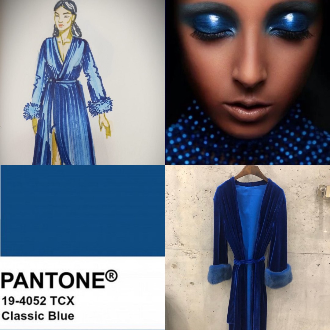 Бархатный халат с манжетами из меха Elle Sobo