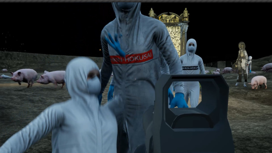 Александр Шишкин-Хокусай. Из проекта "Люди и свиньи" / кадры из компьютерной игры. Фото: Marina Gisich gallery