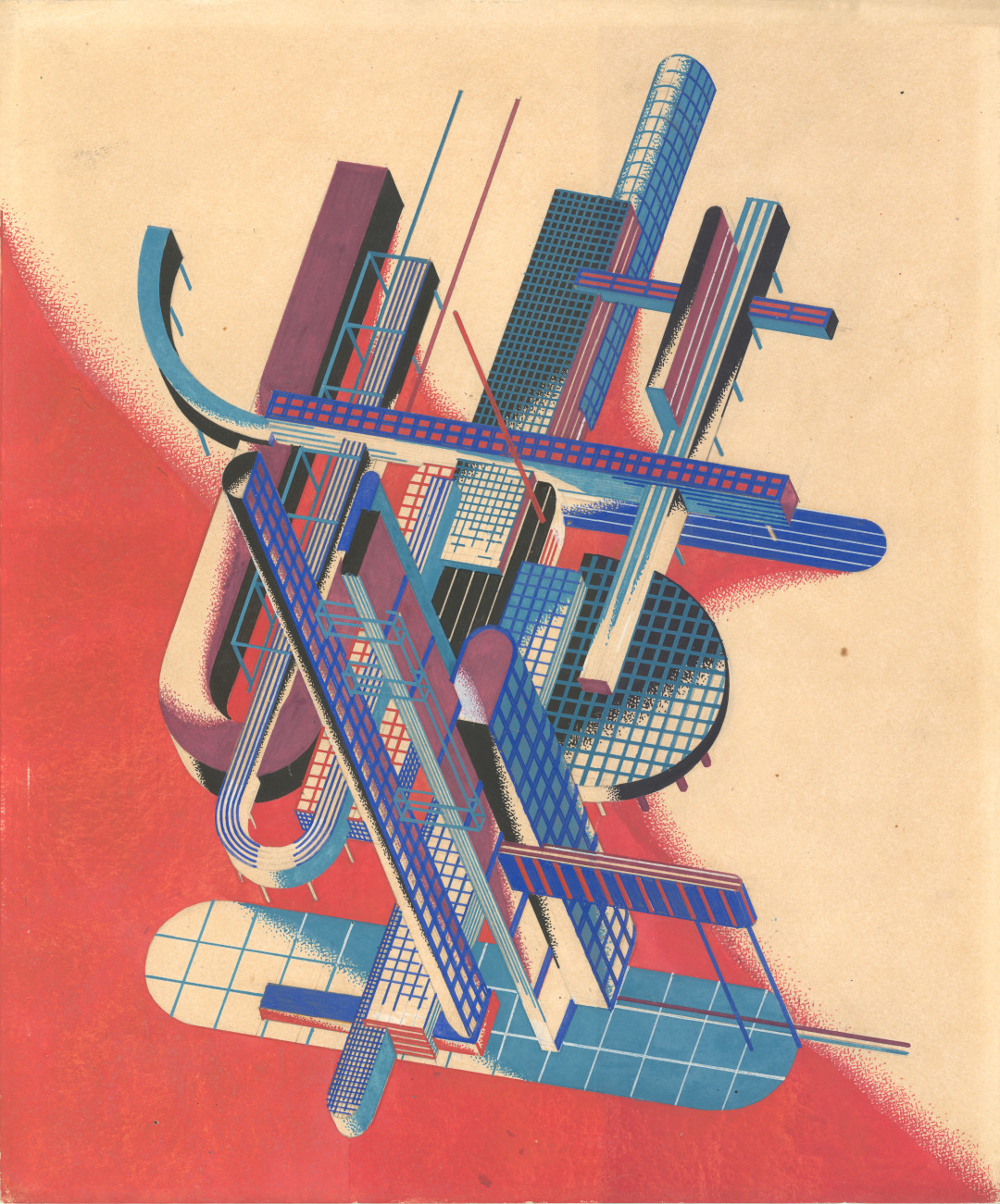 Яков Чернихов. Аксонометрическое изображение конструктивно-спаянного сооружения промышленного характера № 91. 1929–1932. Фото: ЦВЗ «Манеж»