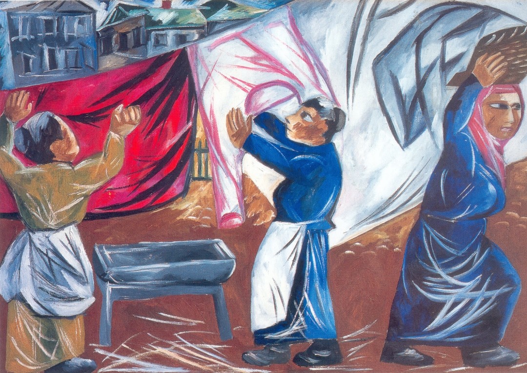 Н.С.Гончарова. Прачки. 1911. Работа была показана на выставке «Экспрессионизм в русском искусстве»