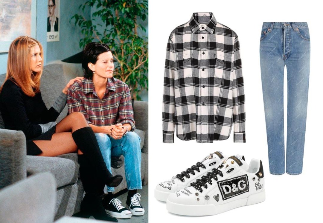 Один из базовых образов для любого сезона: Джинсы и рубашка в клетку, которая может заменить куртку, если её надеть в сочетании с топом, футболкой или