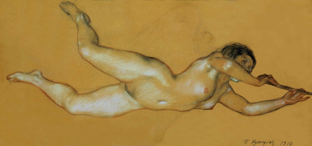 Борис Кустодиев. Гений победы. Рисунок для панно Петр Великий. 1910. Из собрания KGallery